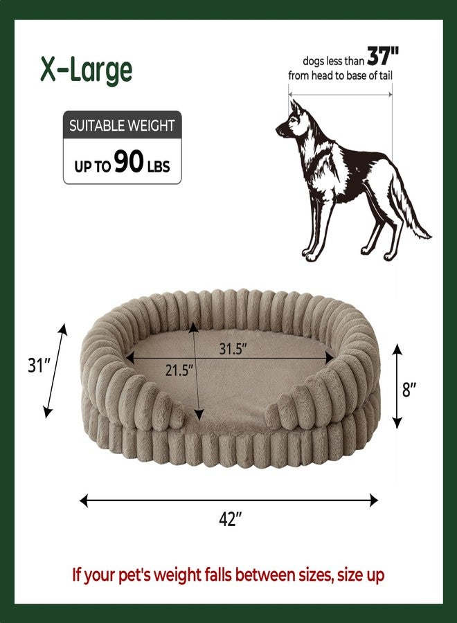 بالنس سرير BALANCE المهدئ للكلاب الكبيرة جدًا، سرير بيضاوي قابل للغسل مقاس 42 بوصة مع جوانب، أريكة تقويمية للحيوانات الأليفة بقاعدة مانعة للانزلاق، لون الشوفان - Image 5